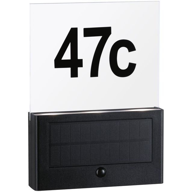 LED-numerovalaisin aurinkokennolla Paulmann Neda, IP44, 3000K, hämärätunnistin, antrasiitti