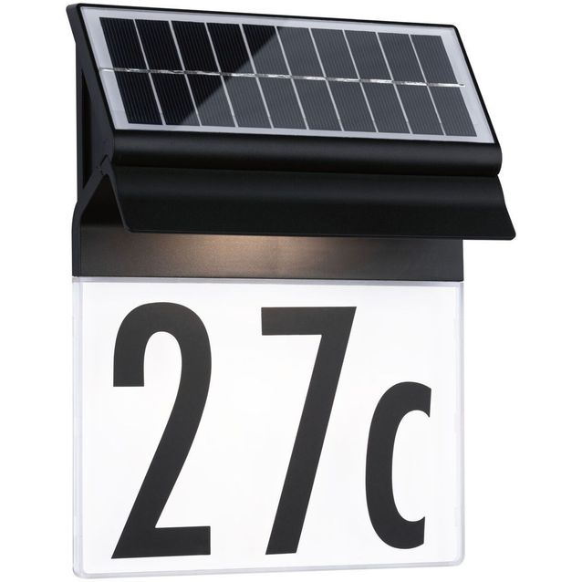 LED-numerovalaisin aurinkokennolla Paulmann Neda, IP44, 3000K, musta