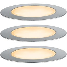 LED-terassivalaisinsarja Paulmann Plug & Shine Floor, IP67, 2200K, 3x2W, hopea