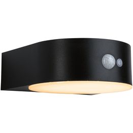 LED-ulkoseinävalaisin aurinkokennolla Paulmann Eileen, IP44, 2200K, liiketunnistin, musta