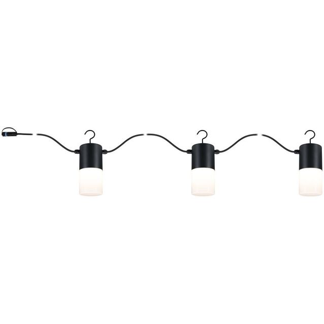 LED-valoketju Paulmann Plug & Shine Tubs, IP44, 3000K, 3x2W, antrasiitti