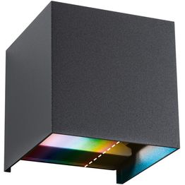LED-ulkoseinävalaisin Paulmann Cybo, Smart Home Zigbee 3.0, IP44, 10x10cm, RGBW+, antrasiitti