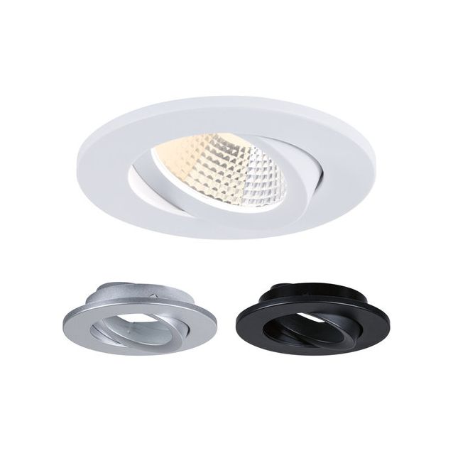 LED-alasvalo Paulmann Viona, IP65, 6W, 520lm, 2700 - 4000K, suunnattava, sis. 3kpl vaihdettavaa kehikkoa, mattamusta, mattavalkoinen, mattakromi