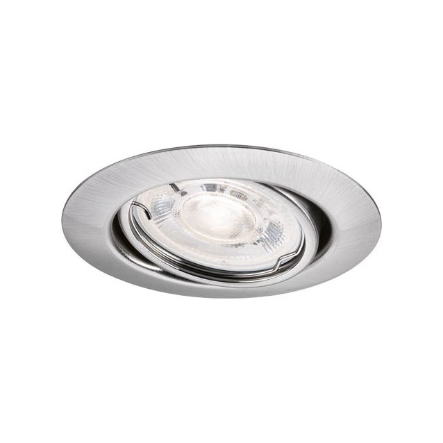 LED-alasvalo Paulmann Base, GU10, 4W, 400lm, 2700K, suunnattava, harjattu rauta