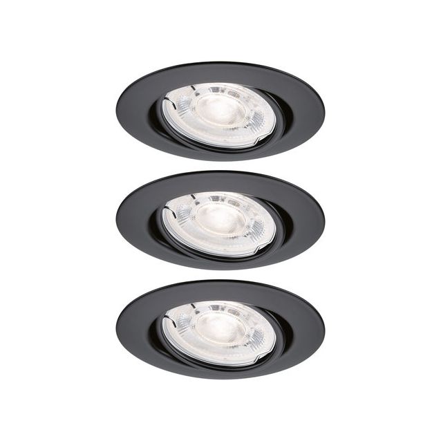 LED-alasvalosetti Paulmann Base, GU10, 3x4.9W, 3x550lm, 2700K, himmennettävä, suunnattava, mattamusta