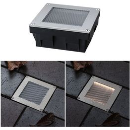 LED-maavalaisin aurinkokennolla Paulmann Sorea, IP67, 100x100mm, 3000K, 0.1W, 6lm, 3.7V, hämäräkytkimellä, ABS/polykarbonaatti/ruostumaton teräs