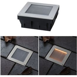 LED-maavalaisin aurinkokennolla Paulmann Sorea, IP67, 100x100mm, 2200K, 0.1W, 5lm, 3.7V, hämäräkytkimellä, ABS/polykarbonaatti/ruostumaton teräs