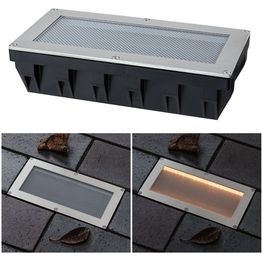 LED-maavalaisin aurinkokennolla Paulmann Sorea, IP67, 200x100mm, 2200K, 0.3W, 14lm, 3.7V, hämäräkytkimellä, ABS/polykarbonaatti/ruostumaton teräs