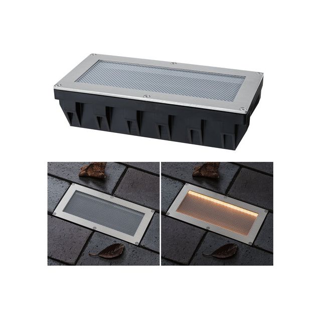 LED-maavalaisin aurinkokennolla Paulmann Sorea, IP67, 200x100mm, 2200K, 0.3W, 14lm, 3.7V, hämäräkytkimellä, ABS/polykarbonaatti/ruostumaton teräs