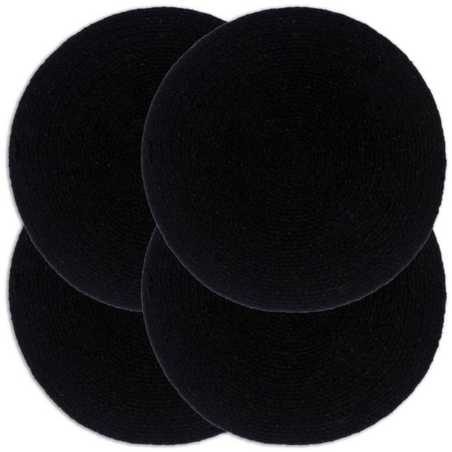 Tabletit 4 kpl kuvioton musta 38 cm pyöreä puuvilla_1