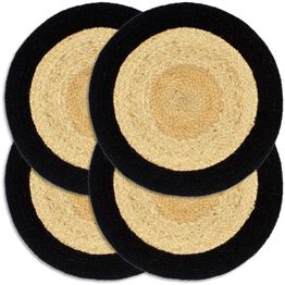 Tabletit 4 kpl luonnollinen/musta 38 cm juutti ja puuvilla