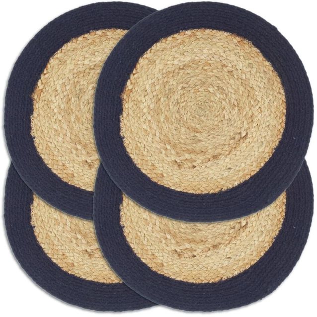 Tabletit 4 kpl luonnollinen/sininen 38cm juutti/puuvilla_1