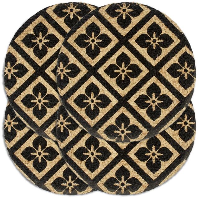 Tabletit 4 kpl musta 38 cm pyöreä juutti_1