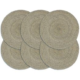 Tabletit 6 kpl kuvioton harmaa 38 cm pyöreä juutti