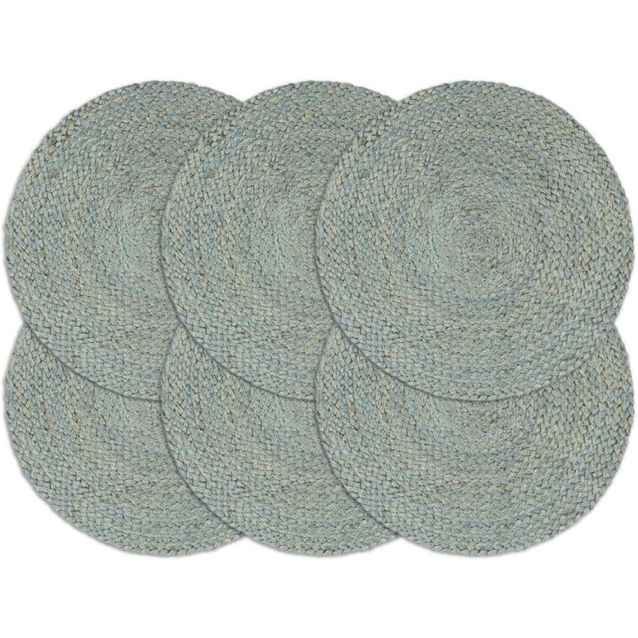 Tabletit 6 kpl kuvioton oliivinvihreä 38 cm pyöreä juutti_1