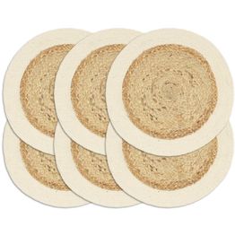 Tabletit 6 kpl luonnollinen 38 cm pyöreä juutti ja puuvilla