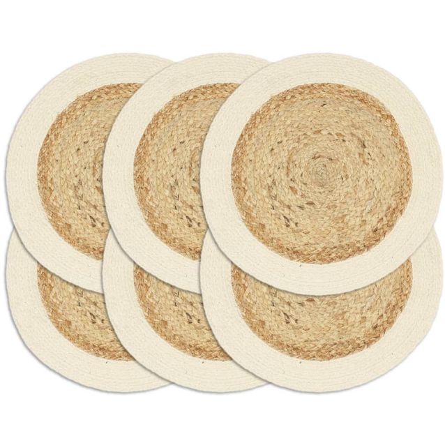 Tabletit 6 kpl luonnollinen 38 cm pyöreä juutti ja puuvilla_1