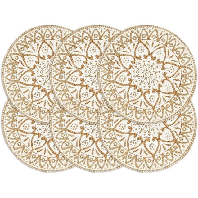 Tabletit 6 kpl valkoinen 38 cm pyöreä juutti_1