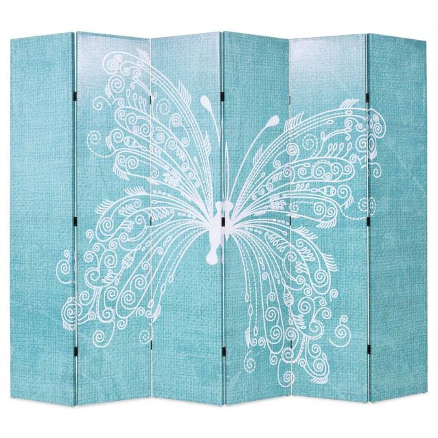 Taitettava tilanjakaja perhoset 228x170 cm sininen_1