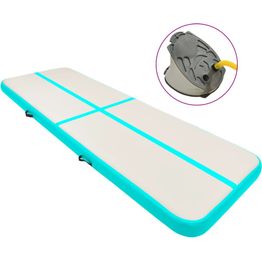 Täytettävä voimistelumatto pumpulla 500x100x20 cm PVC vihreä
