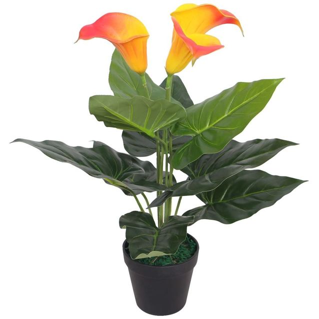 Tekokukka ruukulla huonevehka/kalla 45cm & keltainen_1