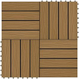 Terassilaatat 11 kpl WPC 30x30 cm 1m² tiikin värinen