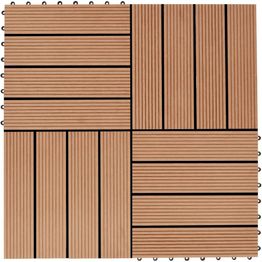 Terassilaatat 11 kpl WPC 30x30cm 1m² tiikin värinen