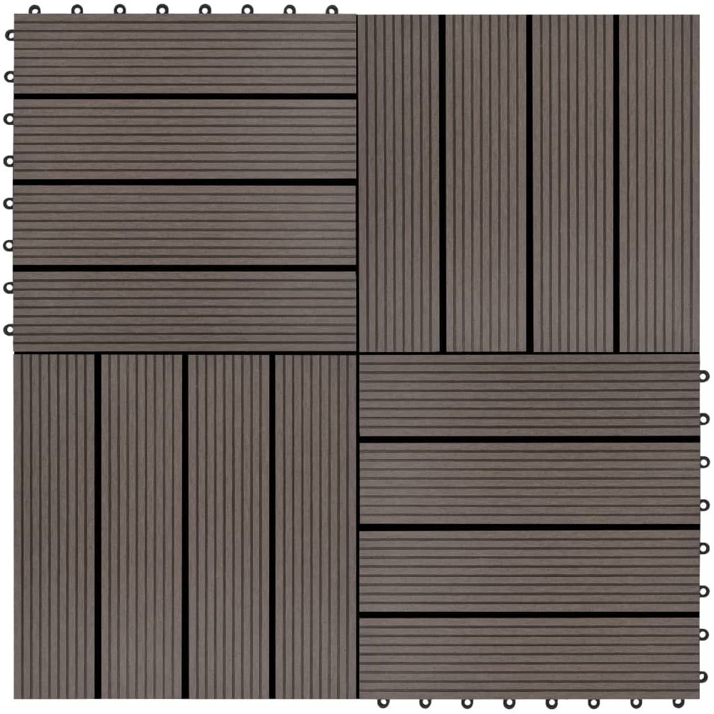 Terassilaatat 11 kpl WPC 30x30cm 1m² tummanruskea