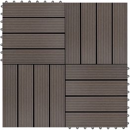 Terassilaatat 11 kpl WPC 30x30cm 1m² tummanruskea