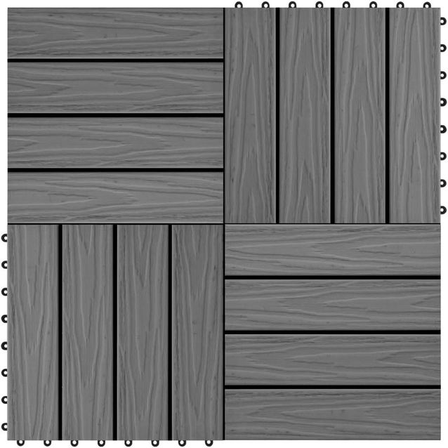 Terassilaatat 11 kpl puumuovikomposiitti 30x30 cm 1m² harmaa