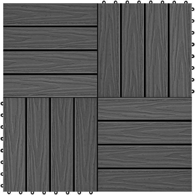 Terassilaatat 11 kpl puumuovikomposiitti 30x30 cm 1m² musta