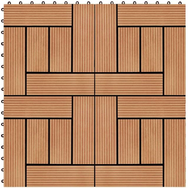 Terassilaatat 22 kpl 30x30cm 2m² puukomposiitti tiikinvärinen