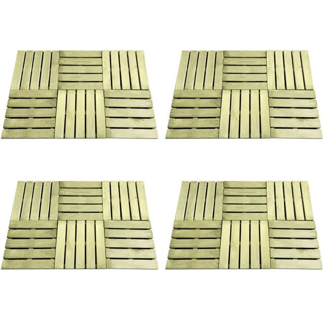 Terassilaatat 24 kpl 50x50 cm puu vihreä