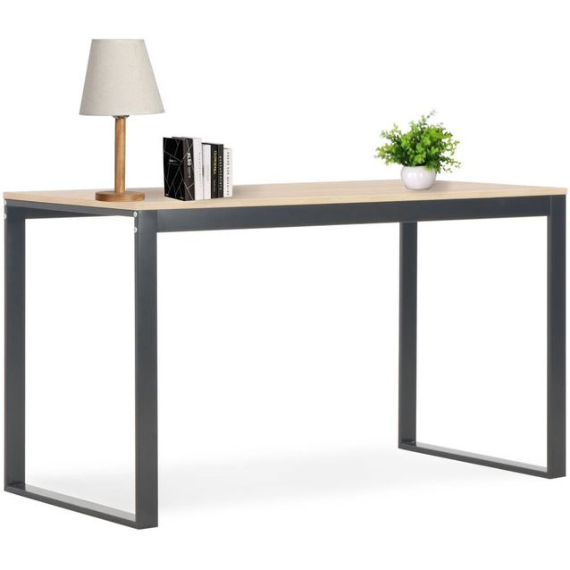 Tietokonepöytä 120x60x73 cm musta ja tammi_1