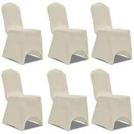 Tuolinpäälliset stretch kermanvärinen 6 kpl