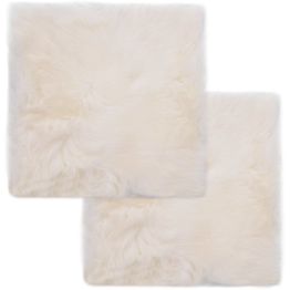 Tuolinpehmusteet 2 kpl valkoinen 40x40 cm aito lampaannahka
