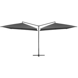 Tupla-aurinkovarjo terästanko 250x250 cm antrasiitti