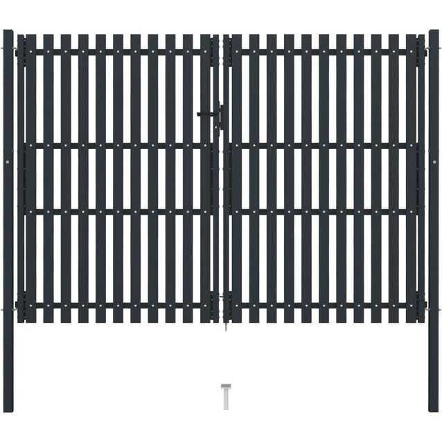 Tuplaovi pihaportti teräs 306x250 cm antrasiitti