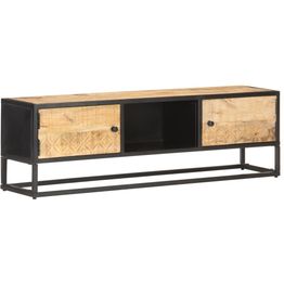 Tv-taso kaiverretulla ovella 130x30x40 cm karkea mangopuu