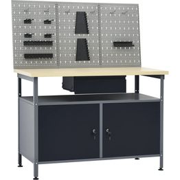 Työpöytä kolmella seinäpaneelilla