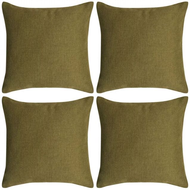 Tyynynpäällinen pellavatyylinen vihreä 4kpl 80x80 cm_1