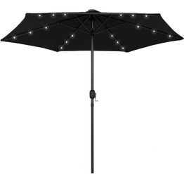 Ulkoaurinkovarjo led-valot alumiinitanko 270 cm musta