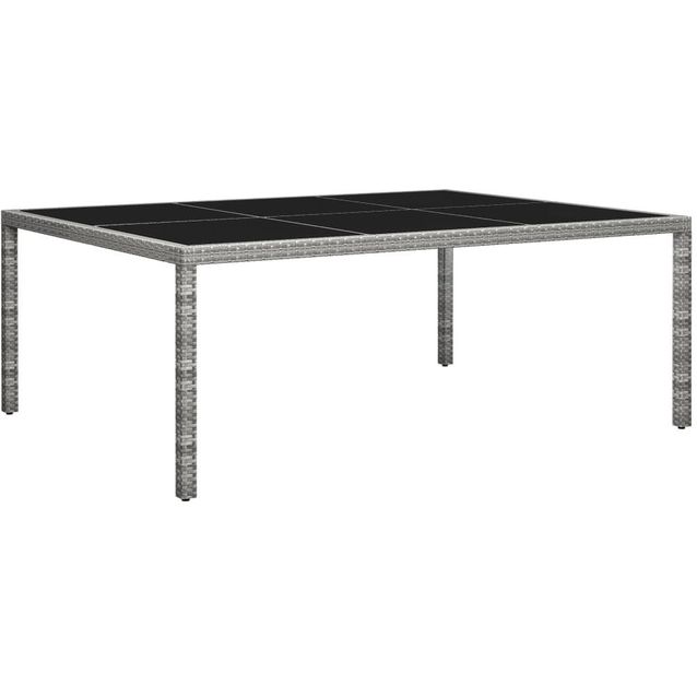 Ulkoruokapöytä harmaa 200x150x74 cm polyrottinki_1