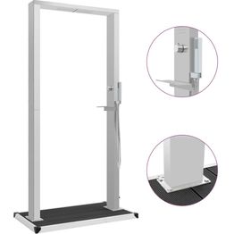 Ulkosuihku alustalla harmaa ruostumaton teräs