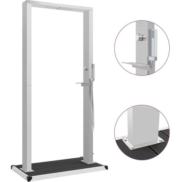 Ulkosuihku alustalla harmaa ruostumaton teräs_1