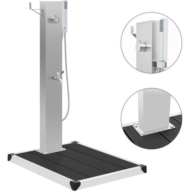 Ulkosuihku alustalla ruostumaton teräs harmaa_1