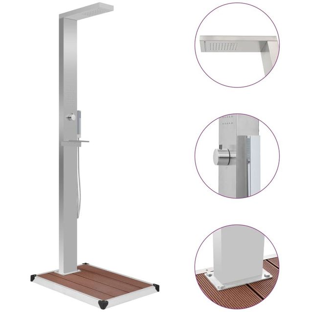 Ulkosuihku alustalla ruostumaton teräs wpc ruskea_1