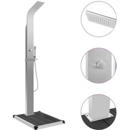 Ulkosuihku alustalla wpc harmaa ruostumaton teräs