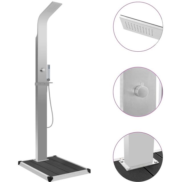 Ulkosuihku alustalla wpc harmaa ruostumaton teräs_1