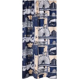 Sivuverho Vallila Helsinki, 140x250cm, beige/sininen